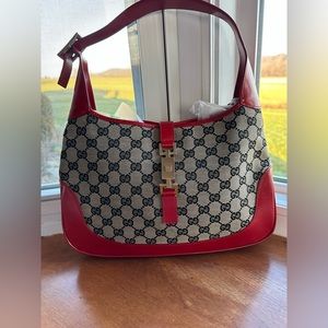 Vintage Gucci Jackie - Red Leather with GG print canvas